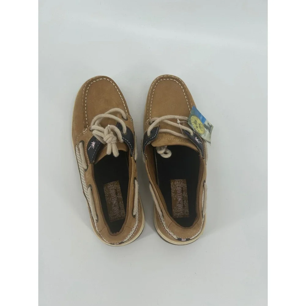 Margaritaville Martinique Leather Boat Shoes Tan Brown MG9019H Mens 8 Wms 9.5